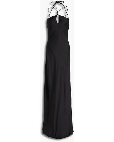 Wynn Hamlyn Embellished Satin-crepe Maxi Slip Dress - Black