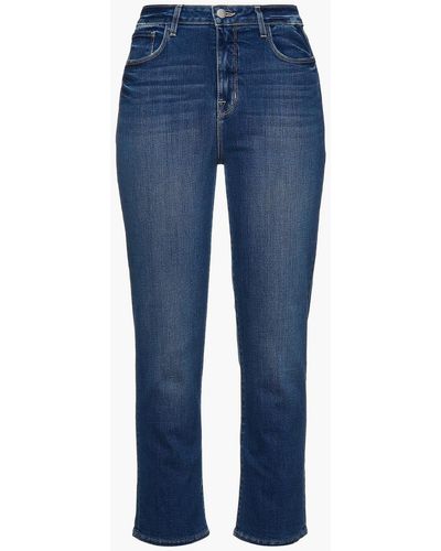 L'Agence Nadia Cropped High-rise Straight-leg Jeans - Blue