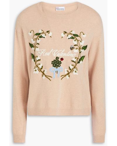 RED Valentino Embroidered Knitted Jumper - Natural