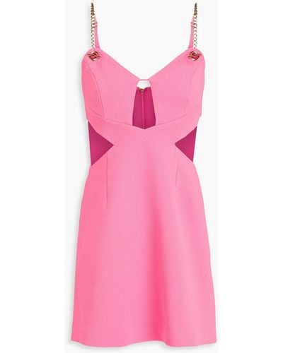 Rebecca Vallance Dulce Amore Chain-embellished Cutout Crepe Mini Dress - Pink