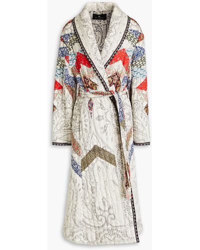 Etro Patchwork-effect Quilted Cotton Coat - White