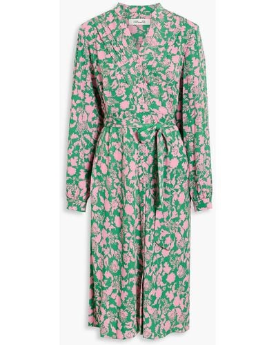 Diane von Furstenberg Khloe kleid aus crêpe mit floralem print und biesen - Grün