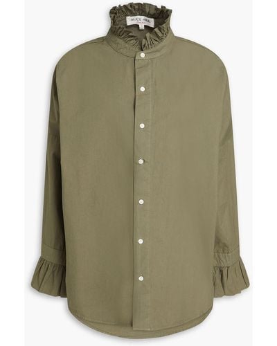 Alex Mill Ruffled Cotton-poplin Shirt - Green