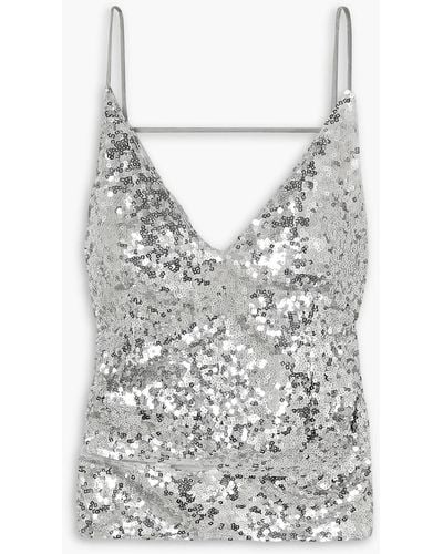 Commission Stella Cutout Sequined Tulle Camisole - Grey