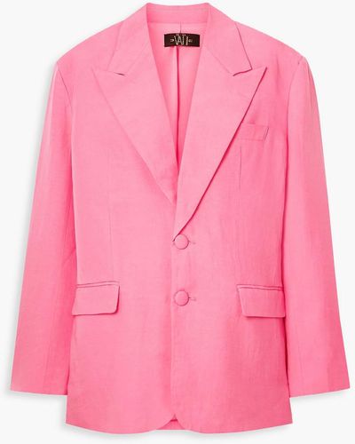 De La Vali Montana Tm And Linen-blend Blazer - Pink