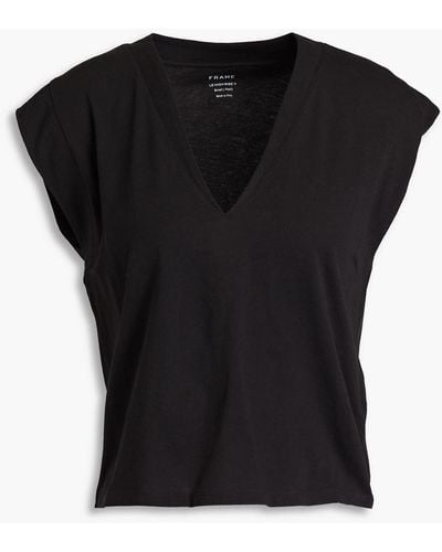 FRAME Le High Rise Pima Cotton-jersey T-shirt - Black