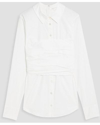 Veronica Beard Baylor Pleated Cotton-blend Poplin Shirt - White