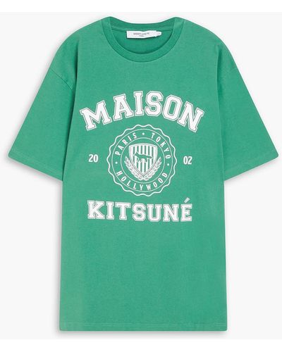 Maison Kitsuné Logo-print Cotton-jersey T-shirt - Green