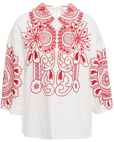 RED Valentino Embroidered Cotton-poplin Blouse