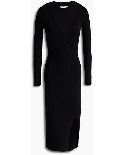 Alexis Emily Ribbed-knit Midi Dress - Black