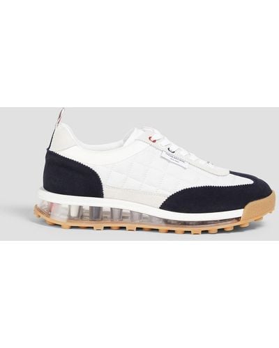 Thom Browne Tech Runner Quilted Suede And Neoprene Trainers - White