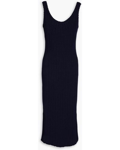 Giuliva Heritage Ines Pointelle-knit Cotton Midi Dress - Blue