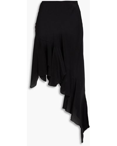Petar Petrov Asymmetric Silk Crepe De Chine Maxi Skirt - Black