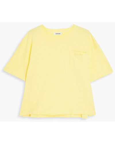 Sandro Embroidered Cotton-jersey T-shirt - Yellow