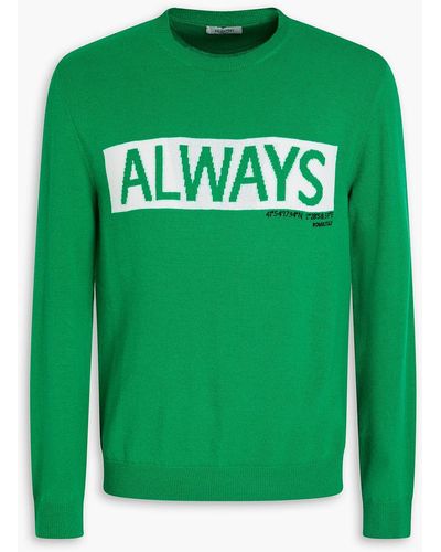 Valentino Intarsia Wool And Cashmere-blend Jumper - Green