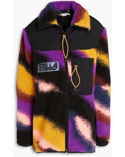 Stella McCartney Bedruckte jacke aus fleece mit shell-einsatz - Schwarz