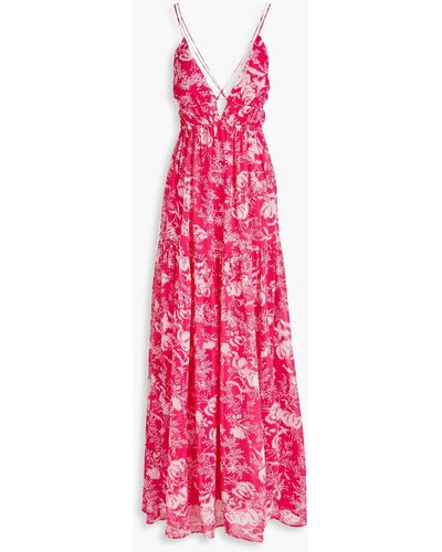 Ba&sh Udalie Cutout Printed Crepon Maxi Dress - Pink
