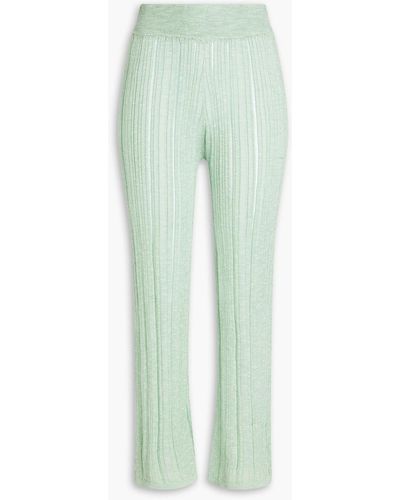 Cult Gaia Laurel Ribbed-knit Straight-leg Pants - Green