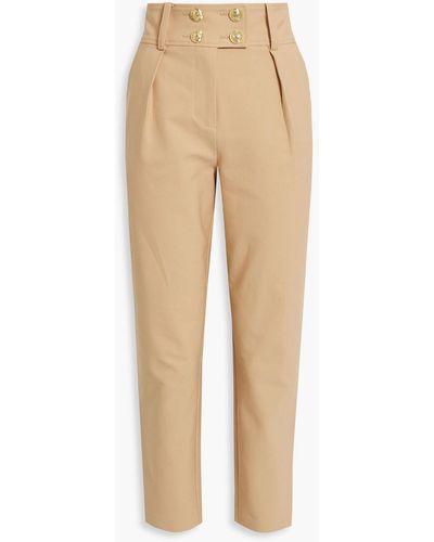 10 Crosby Derek Lam Button-detailed Cotton-blend Tapered Pants - Natural
