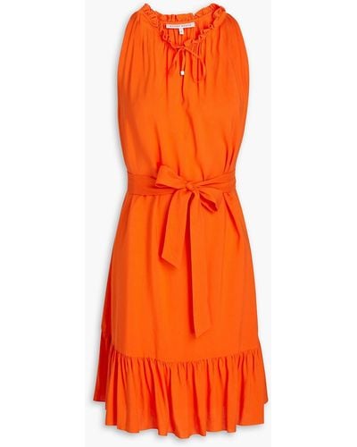 Heidi Klein Minikleid aus webstoff mit rüschenbesatz - Orange