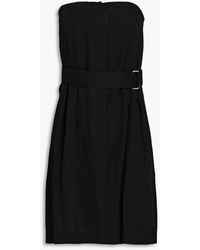 Victoria Beckham Strapless Belted Canvas Mini Dress - Black