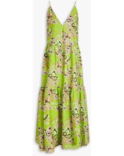 Emilio Pucci Printed Cotton-poplin Maxi Dress - Green