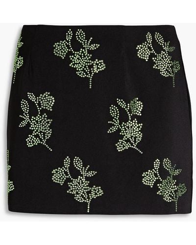 16Arlington Crystal-embellished Floral-print Jersey Mini Skirt - Black