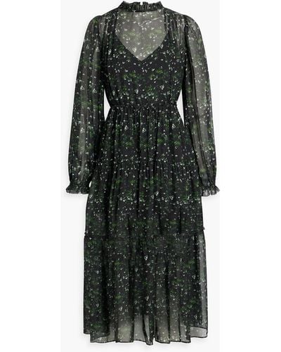 Cami NYC Tamra Ruffled Floral-print Silk-voile Midi Dress - Black