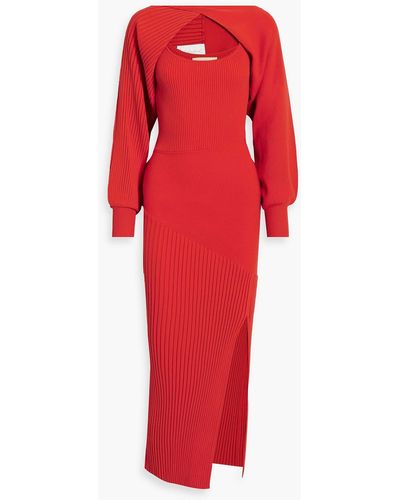 Nicholas Alixia Laye Cutout Ribbed-knit Maxi Dress - Red