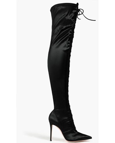 Gianvito Rossi Amanda Stretch-satin Thigh Boots - Black