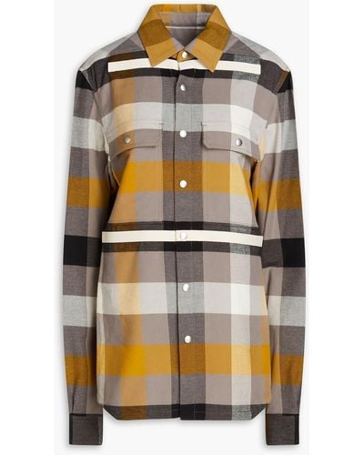 Rick Owens Checked Cotton-flannel Shirt - Grey