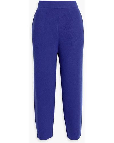LAPOINTE Cropped Ribbed Cashmere Track Trousers - Blue