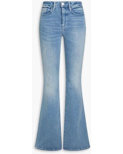 FRAME Le One Flare Faded Mid-rise Flared Jeans - Blue