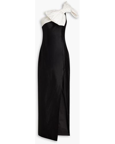 Rasario Bow-embellished Two-tone Silk-shantung Gown - Black