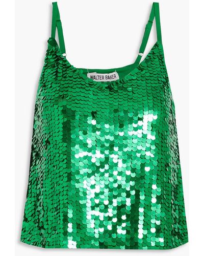 Walter Baker Haley Sequined Mesh Camisole - Green