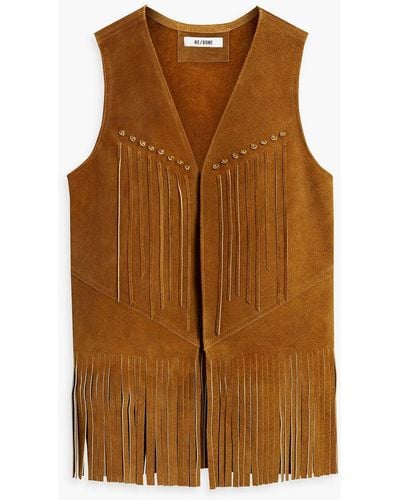 RE/DONE Fringed Suede Vest - Brown