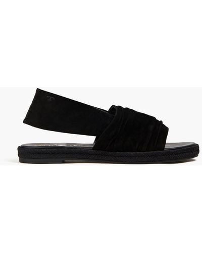Tory Burch Gathered Suede Sandals - Black