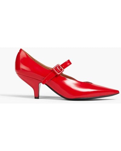 Maison Margiela Glossed-leather Mary Jane Court Shoes - Red