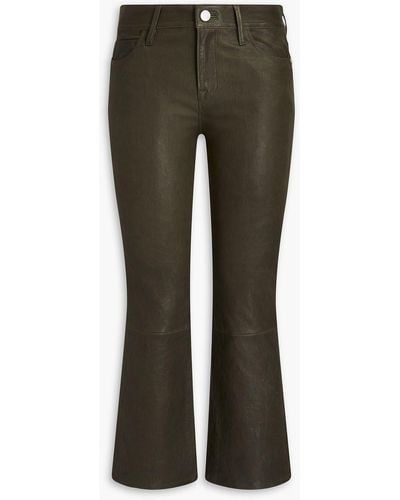 FRAME Le crop mini boot cropped kick-flare-jeans aus leder - Grün