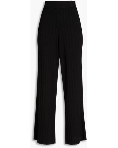 Ba&sh Erwan Ribbed-knit Wide-leg Pants - Black