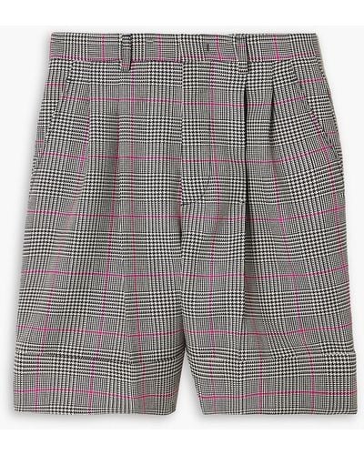 RED Valentino Pleated Prince Of Wales Checked Jacquard Shorts - Grey