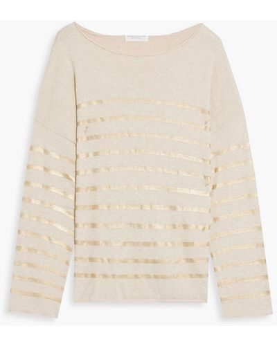 Majestic Filatures Mélange Striped Organic Cotton-blend Sweater - Natural