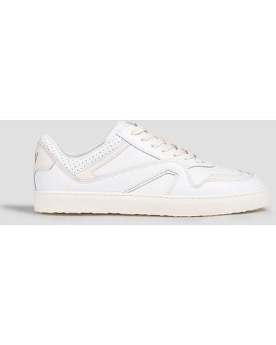 Stuart Weitzman Two-tone Perforated Leather Sneakers - White