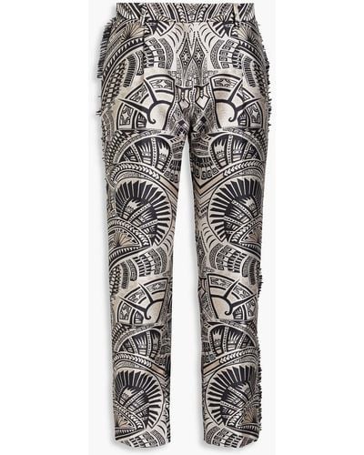 Zuhair Murad Fringed Jacquard Tapered Trousers - Grey