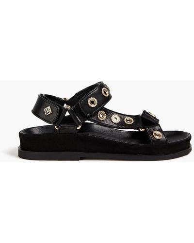 Sandro Elda Embellished Leather Sandals - Black