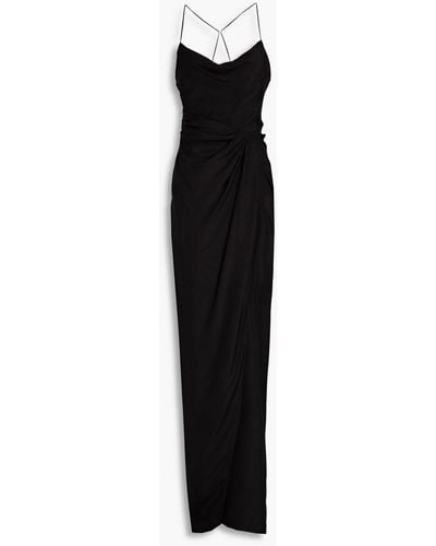 GAUGE81 Shiroi Wrap-effect Draped Silk-twill Maxi Dress - Black