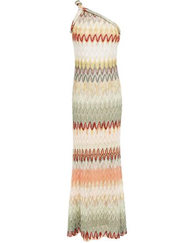 Missoni One-shoulder Twisted Crochet-knit Maxi Dress Pastel Yellow