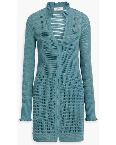 Joie Torrens Open-knit Cotton Mini Dress - Blue