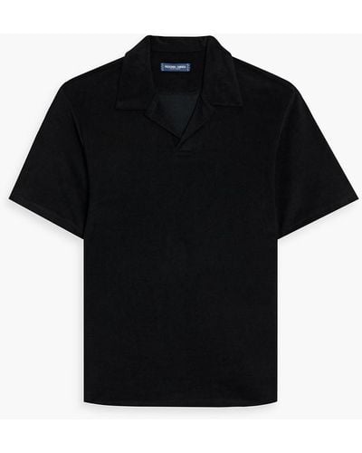 Frescobol Carioca Faustino Cotton, Lyocell And Linen-blend Terry Polo Shirt - Black