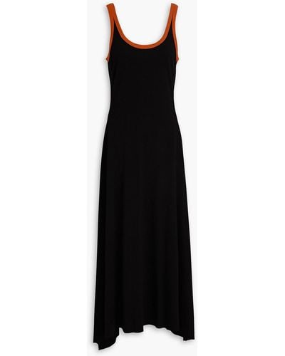 Bassike Asymmetric Two-tone Jersey Midi Dress - Black